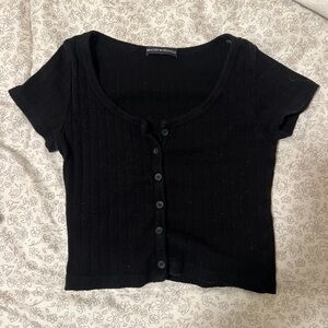 Brandy Melville Button-Up Ribbed Cropped Top